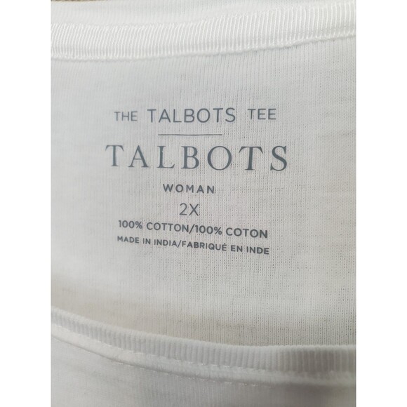 Talbots Woman 100% Cotton White Sequined Palm Trees Short Sleeve T-Shirt Size 2X - Picture 5 of 7